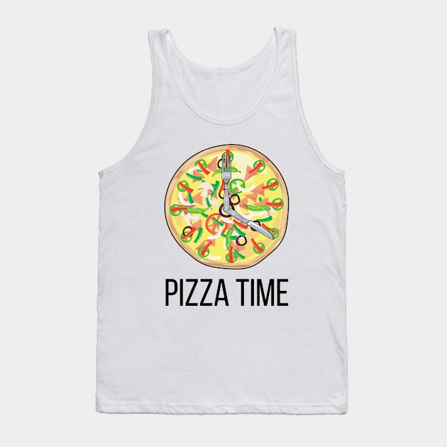 Pizza Time funny pizza clock design for pizza lovers Tank Top by Butterfly Lane